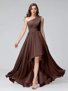A-Line/Princess One-Shoulder Sleeveless Asymmetrical Bridemaid Dresses with Pockets — view 76