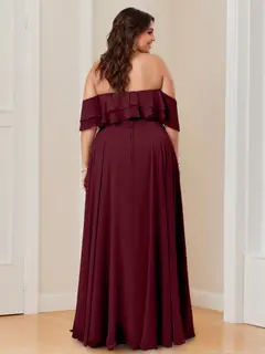 A-Line/Princess Off-the-Shoulder Neck Floor-Length Bridesmaid Dresses with Ruched — view 4