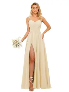 A-Line/Princess Chiffon Square Neckline Sleeveless Floor-Length Bridesmaid Dresses — view 8