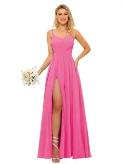 A-Line/Princess Chiffon Square Neckline Sleeveless Floor-Length Bridesmaid Dresses — view 10