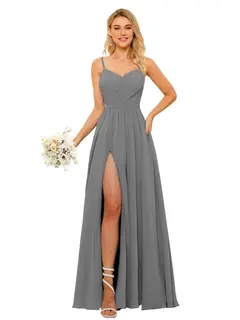 A-Line/Princess Chiffon Square Neckline Sleeveless Floor-Length Bridesmaid Dresses — view 12