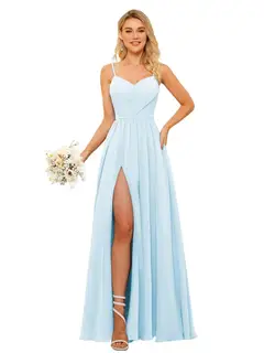 A-Line/Princess Chiffon Square Neckline Sleeveless Floor-Length Bridesmaid Dresses — view 18