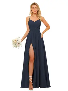A-Line/Princess Chiffon Square Neckline Sleeveless Floor-Length Bridesmaid Dresses — view 19