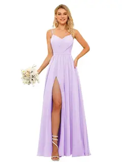 A-Line/Princess Chiffon Square Neckline Sleeveless Floor-Length Bridesmaid Dresses — view 20