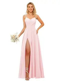 A-Line/Princess Chiffon Square Neckline Sleeveless Floor-Length Bridesmaid Dresses — view 21