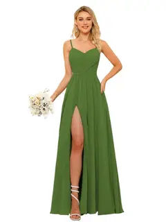 A-Line/Princess Chiffon Square Neckline Sleeveless Floor-Length Bridesmaid Dresses — view 22