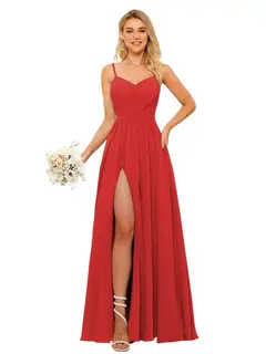 A-Line/Princess Chiffon Square Neckline Sleeveless Floor-Length Bridesmaid Dresses — view 24