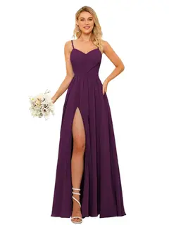 A-Line/Princess Chiffon Square Neckline Sleeveless Floor-Length Bridesmaid Dresses — view 25