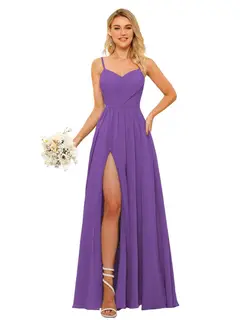 A-Line/Princess Chiffon Square Neckline Sleeveless Floor-Length Bridesmaid Dresses — view 26