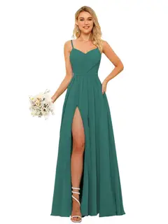 A-Line/Princess Chiffon Square Neckline Sleeveless Floor-Length Bridesmaid Dresses — view 28