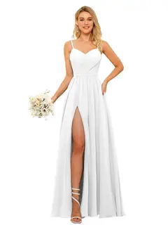 A-Line/Princess Chiffon Square Neckline Sleeveless Floor-Length Bridesmaid Dresses — view 29
