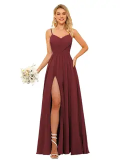 A-Line/Princess Chiffon Square Neckline Sleeveless Floor-Length Bridesmaid Dresses — view 34