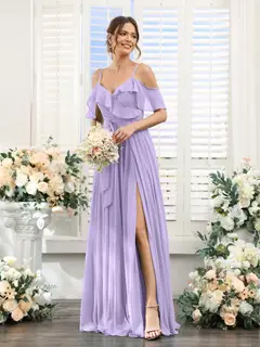 A-Line/Princess V-Neck Spaghetti Straps Floor-Length Bridesmaid Dresses with Pockets — view 15