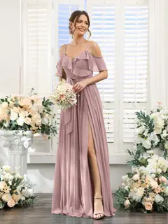 A-Line/Princess V-Neck Spaghetti Straps Floor-Length Bridesmaid Dresses with Pockets — view 31