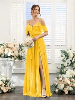 A-Line/Princess V-Neck Spaghetti Straps Floor-Length Bridesmaid Dresses with Pockets — view 72