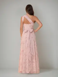 A-Line/Princess One-Shoulder Sleeveless Floor-Length Bridesmaid Dresses with Split Side & Pleated — view 2
