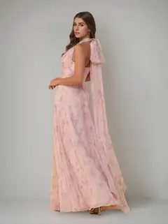 A-Line/Princess One-Shoulder Sleeveless Floor-Length Bridesmaid Dresses with Split Side & Pleated — view 4