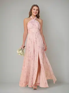 A-Line/Princess One-Shoulder Sleeveless Floor-Length Bridesmaid Dresses with Split Side & Pleated — view 10