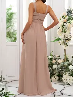 A-Line/Princess Spaghetti Straps Sleeveless Floor-Length Bridesmaid Dresses — LV40213557 — view 2