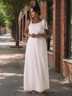 A-Line/Princess Asymmetrical Sleeveless Floor-Length Plus Size Bridesmaid Dresses with Bowknot — view 1