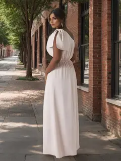 A-Line/Princess Asymmetrical Sleeveless Floor-Length Plus Size Bridesmaid Dresses with Bowknot — view 2