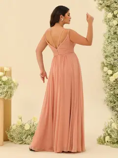 A-Line/Princess Floor-Length Spaghetti Straps Ruffles Plus Size Bridesmaid Dresses — view 2