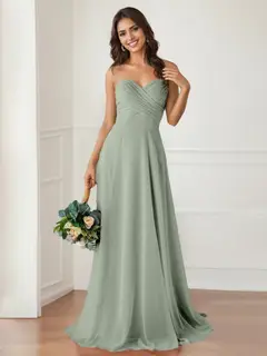 A-Line/Princess Sweetheart Neck Sleeveless Floor-Length Bridesmaid Dresses with Ruffles — LV34749237 — view 1