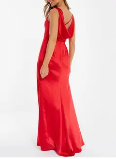 Sheath/Column V-Neck Floor-length Long Bridesmaid Dresses With Split Side — view 5