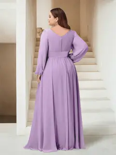 A-Line/Princess V-Neck Asymmetrical Plus Size Bridesmaid Dresses with Split Side — view 2