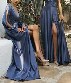A-Line/Princess Spaghetti Straps Floor-length Long Bridesmaid Dresses — LV70776885 — view 3