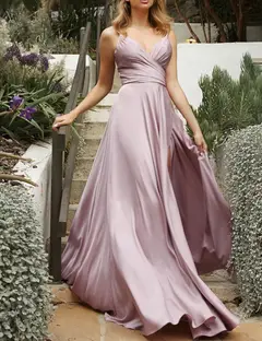Sheath/Column Off-the-Shoulder Floor-length Long Bridesmaid Dresses With Split Side — LV34666549 — view 3
