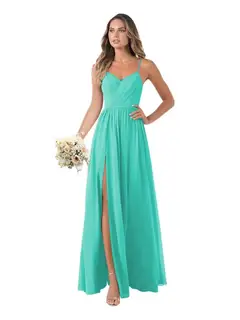 A-Line/Princess Chiffon Sleeveless Floor-Length Bridesmaid Dresses — view 4