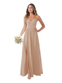 A-Line/Princess Chiffon Sleeveless Floor-Length Bridesmaid Dresses — view 16