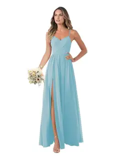 A-Line/Princess Chiffon Sleeveless Floor-Length Bridesmaid Dresses — view 24