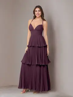 A-Line/Princess Spaghetti Straps Sleeveless Floor-Length Chiffon Bridesmaid Dresses with Pleated — view 23