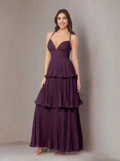 A-Line/Princess Spaghetti Straps Sleeveless Floor-Length Chiffon Bridesmaid Dresses with Pleated — view 40