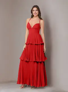 A-Line/Princess Spaghetti Straps Sleeveless Floor-Length Chiffon Bridesmaid Dresses with Pleated — view 42