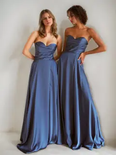 A-Line/Princess Sweetheart Sleeveless Ruched Floor-Length Backless Pleated Bridesmaid Dresses — view 1