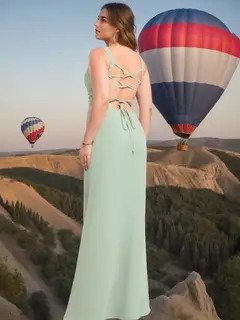 Mermaid/Trumpet Square Neck Sleeveless Plus Size Bridesmaid Dresses with Split Side — view 2