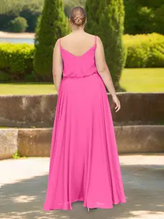 A-Line/Princess Spaghetti Straps Sleeveless Floor-Length Plus Size Bridesmaid Dresses — view 2