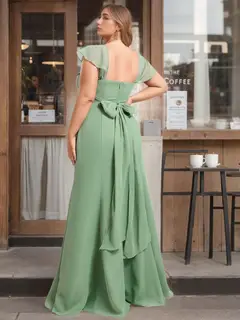 Mermaid/Trumpet Off the Shoulder Floor-Length Plus Size Bridesmaid Dresses with Split Side — view 2