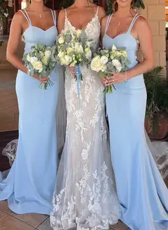Sheath/Column Spaghetti Straps Floor-length Long Bridesmaid Dresses — LV28935733 — view 3
