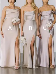 Sheath/Column Off-the-Shoulder Floor-length Long Bridesmaid Dresses With Split Side — LV33039669 — view 1