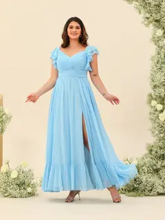 A-Line/Princess Ankle-Length Sleeveless Plus Size Bridesmaid Dresses With Ruffles — view 1
