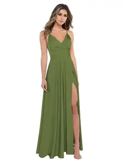 A-Line/Princess Satin V-Neck Sleeveless Floor-Length Bridesmaid Dresses — view 5