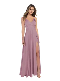 A-Line/Princess Satin V-Neck Sleeveless Floor-Length Bridesmaid Dresses — view 11