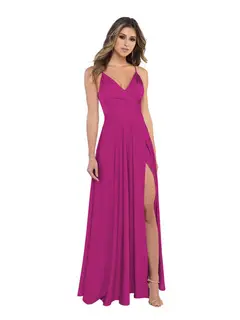 A-Line/Princess Satin V-Neck Sleeveless Floor-Length Bridesmaid Dresses — view 12