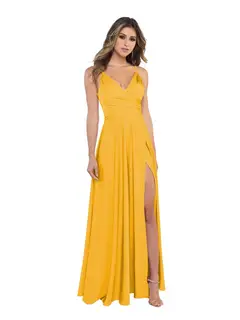 A-Line/Princess Satin V-Neck Sleeveless Floor-Length Bridesmaid Dresses — view 25