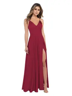 A-Line/Princess Satin V-Neck Sleeveless Floor-Length Bridesmaid Dresses — view 30