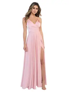 A-Line/Princess Satin V-Neck Sleeveless Floor-Length Bridesmaid Dresses — view 33